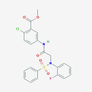 molecular formula C22H18ClFN2O5S B4542607 methyl 2-chloro-5-{[N-(2-fluorophenyl)-N-(phenylsulfonyl)glycyl]amino}benzoate 