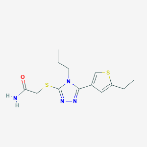 molecular formula C13H18N4OS2 B4542618 2-{[5-(5-ethyl-3-thienyl)-4-propyl-4H-1,2,4-triazol-3-yl]thio}acetamide 