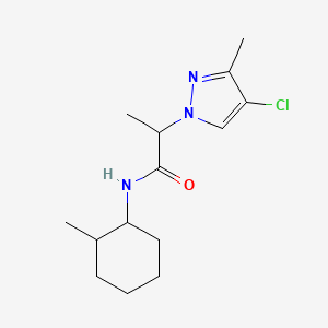 molecular formula C14H22ClN3O B4542625 2-(4-chloro-3-methyl-1H-pyrazol-1-yl)-N-(2-methylcyclohexyl)propanamide 