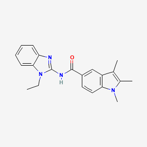 molecular formula C21H22N4O B4542640 N-(1-ethyl-1H-benzimidazol-2-yl)-1,2,3-trimethyl-1H-indole-5-carboxamide 