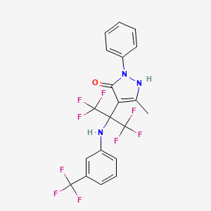 molecular formula C20H14F9N3O B4542666 5-methyl-2-phenyl-4-(2,2,2-trifluoro-1-(trifluoromethyl)-1-{[3-(trifluoromethyl)phenyl]amino}ethyl)-1,2-dihydro-3H-pyrazol-3-one 
