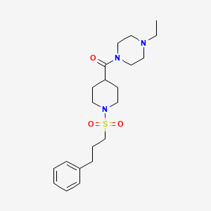 molecular formula C21H33N3O3S B4542670 1-ethyl-4-({1-[(3-phenylpropyl)sulfonyl]-4-piperidinyl}carbonyl)piperazine 