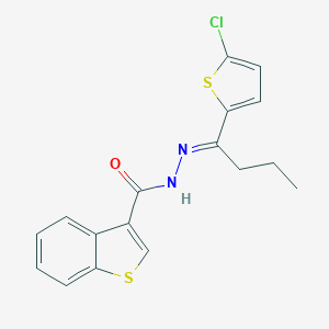 molecular formula C17H15ClN2OS2 B454268 N'-[1-(5-chloro-2-thienyl)butylidene]-1-benzothiophene-3-carbohydrazide 