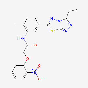 molecular formula C20H18N6O4S B4542680 N-[5-(3-ethyl[1,2,4]triazolo[3,4-b][1,3,4]thiadiazol-6-yl)-2-methylphenyl]-2-(2-nitrophenoxy)acetamide 