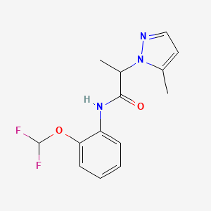 molecular formula C14H15F2N3O2 B4542734 N-[2-(difluoromethoxy)phenyl]-2-(5-methyl-1H-pyrazol-1-yl)propanamide 