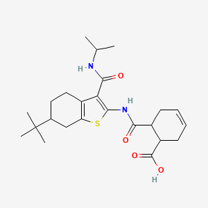 molecular formula C24H34N2O4S B4542760 6-[({6-tert-butyl-3-[(isopropylamino)carbonyl]-4,5,6,7-tetrahydro-1-benzothien-2-yl}amino)carbonyl]-3-cyclohexene-1-carboxylic acid 