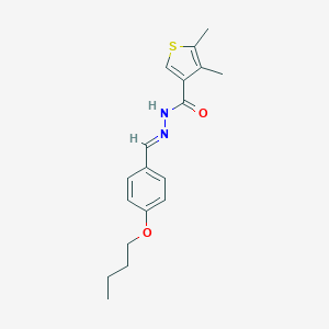 molecular formula C18H22N2O2S B454278 N'-(4-butoxybenzylidene)-4,5-dimethyl-3-thiophenecarbohydrazide 