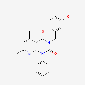 molecular formula C23H21N3O3 B4542790 3-[(3-METHOXYPHENYL)METHYL]-5,7-DIMETHYL-1-PHENYL-1H,2H,3H,4H-PYRIDO[2,3-D]PYRIMIDINE-2,4-DIONE 