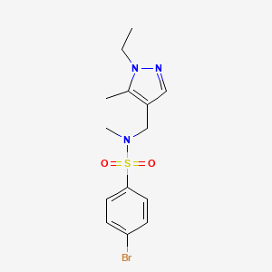 molecular formula C14H18BrN3O2S B4542817 4-bromo-N-[(1-ethyl-5-methyl-1H-pyrazol-4-yl)methyl]-N-methylbenzenesulfonamide 