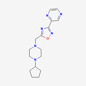 molecular formula C16H22N6O B4542828 2-{5-[(4-cyclopentyl-1-piperazinyl)methyl]-1,2,4-oxadiazol-3-yl}pyrazine 