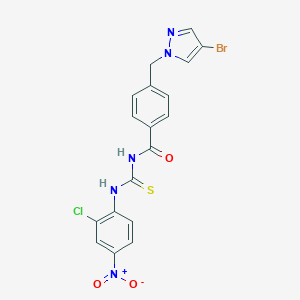 molecular formula C18H13BrClN5O3S B454283 4-[(4-bromo-1H-pyrazol-1-yl)methyl]-N-[(2-chloro-4-nitrophenyl)carbamothioyl]benzamide 