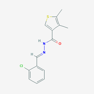 molecular formula C14H13ClN2OS B454285 N'-(2-chlorobenzylidene)-4,5-dimethyl-3-thiophenecarbohydrazide 