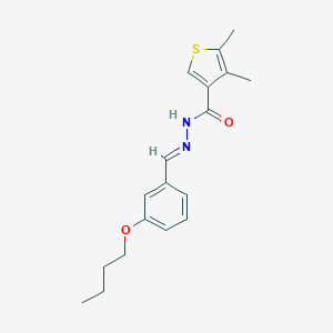 molecular formula C18H22N2O2S B454286 N'-(3-butoxybenzylidene)-4,5-dimethyl-3-thiophenecarbohydrazide 