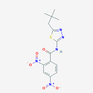 molecular formula C14H15N5O5S B454288 N-[5-(2,2-dimethylpropyl)-1,3,4-thiadiazol-2-yl]-2,4-dinitrobenzamide 