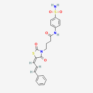 molecular formula C22H21N3O5S2 B4542884 N-[4-(aminosulfonyl)phenyl]-4-[2,4-dioxo-5-(3-phenyl-2-propen-1-ylidene)-1,3-thiazolidin-3-yl]butanamide 