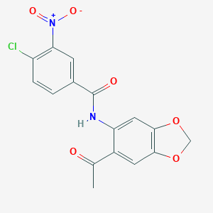 molecular formula C16H11ClN2O6 B454292 N-(6-acetyl-1,3-benzodioxol-5-yl)-4-chloro-3-nitrobenzamide 