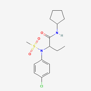 molecular formula C16H23ClN2O3S B4542925 2-[(4-chlorophenyl)(methylsulfonyl)amino]-N-cyclopentylbutanamide 