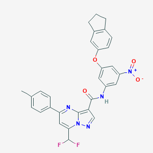 molecular formula C30H23F2N5O4 B454294 7-(difluoromethyl)-N-[3-(2,3-dihydro-1H-inden-5-yloxy)-5-nitrophenyl]-5-(4-methylphenyl)pyrazolo[1,5-a]pyrimidine-3-carboxamide 
