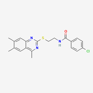 4-chloro-N-{2-[(4,6,7-trimethyl-2-quinazolinyl)thio]ethyl}benzamide