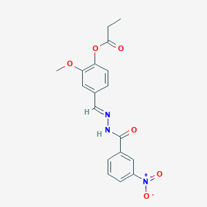 molecular formula C18H17N3O6 B4542950 2-methoxy-4-[2-(3-nitrobenzoyl)carbonohydrazonoyl]phenyl propionate 