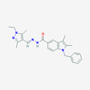 molecular formula C26H29N5O B454299 1-benzyl-N'-[(1-ethyl-3,5-dimethyl-1H-pyrazol-4-yl)methylene]-2,3-dimethyl-1H-indole-5-carbohydrazide 