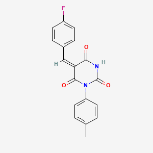 molecular formula C18H13FN2O3 B4542997 5-(4-fluorobenzylidene)-1-(4-methylphenyl)-2,4,6(1H,3H,5H)-pyrimidinetrione 
