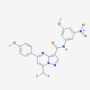molecular formula C22H17F2N5O5 B454300 7-(difluoromethyl)-N-(3-methoxy-5-nitrophenyl)-5-(4-methoxyphenyl)pyrazolo[1,5-a]pyrimidine-3-carboxamide 
