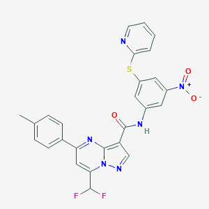 7-(difluoromethyl)-5-(4-methylphenyl)-N-[3-nitro-5-(pyridin-2-ylsulfanyl)phenyl]pyrazolo[1,5-a]pyrimidine-3-carboxamide