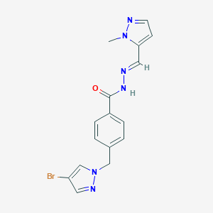 molecular formula C16H15BrN6O B454302 4-[(4-bromo-1H-pyrazol-1-yl)methyl]-N'-[(1-methyl-1H-pyrazol-5-yl)methylene]benzohydrazide 