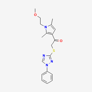 molecular formula C19H22N4O2S B4543025 1-[1-(2-methoxyethyl)-2,5-dimethyl-1H-pyrrol-3-yl]-2-[(1-phenyl-1H-1,2,4-triazol-3-yl)thio]ethanone 