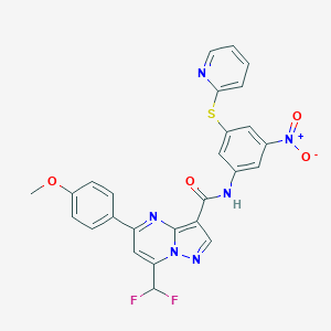 7-(difluoromethyl)-5-(4-methoxyphenyl)-N-[3-nitro-5-(pyridin-2-ylsulfanyl)phenyl]pyrazolo[1,5-a]pyrimidine-3-carboxamide