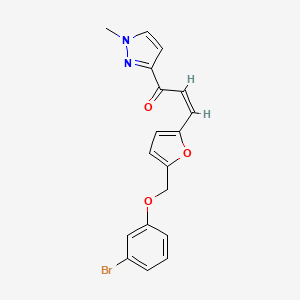 molecular formula C18H15BrN2O3 B4543036 3-{5-[(3-bromophenoxy)methyl]-2-furyl}-1-(1-methyl-1H-pyrazol-3-yl)-2-propen-1-one 