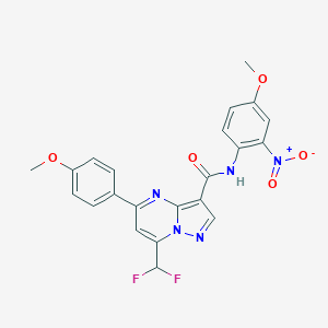 molecular formula C22H17F2N5O5 B454304 7-(difluoromethyl)-N-(4-methoxy-2-nitrophenyl)-5-(4-methoxyphenyl)pyrazolo[1,5-a]pyrimidine-3-carboxamide 