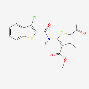 molecular formula C18H14ClNO4S2 B4543046 methyl 5-acetyl-2-{[(3-chloro-1-benzothien-2-yl)carbonyl]amino}-4-methyl-3-thiophenecarboxylate 