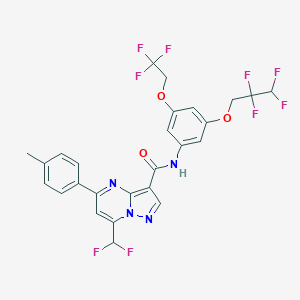 molecular formula C26H19F9N4O3 B454307 7-(difluoromethyl)-5-(4-methylphenyl)-N-[3-(2,2,3,3-tetrafluoropropoxy)-5-(2,2,2-trifluoroethoxy)phenyl]pyrazolo[1,5-a]pyrimidine-3-carboxamide 
