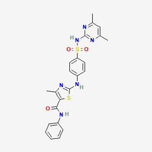 molecular formula C23H22N6O3S2 B4543080 2-[(4-{[(4,6-dimethyl-2-pyrimidinyl)amino]sulfonyl}phenyl)amino]-4-methyl-N-phenyl-1,3-thiazole-5-carboxamide 