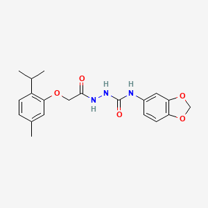 molecular formula C20H23N3O5 B4543092 N-1,3-benzodioxol-5-yl-2-[(2-isopropyl-5-methylphenoxy)acetyl]hydrazinecarboxamide 