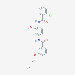 molecular formula C25H25ClN2O4 B4543099 N-{4-[(3-butoxybenzoyl)amino]-2-methoxyphenyl}-2-chlorobenzamide 