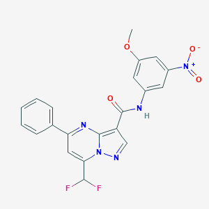 molecular formula C21H15F2N5O4 B454312 7-(difluoromethyl)-N-(3-methoxy-5-nitrophenyl)-5-phenylpyrazolo[1,5-a]pyrimidine-3-carboxamide 
