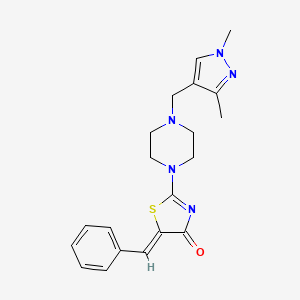 molecular formula C20H23N5OS B4543135 5-benzylidene-2-{4-[(1,3-dimethyl-1H-pyrazol-4-yl)methyl]-1-piperazinyl}-1,3-thiazol-4(5H)-one 