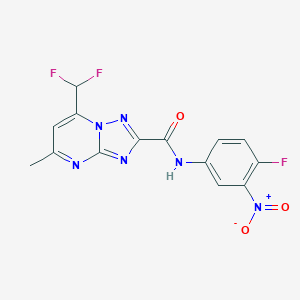 molecular formula C14H9F3N6O3 B454319 7-(difluoromethyl)-N-(4-fluoro-3-nitrophenyl)-5-methyl[1,2,4]triazolo[1,5-a]pyrimidine-2-carboxamide 
