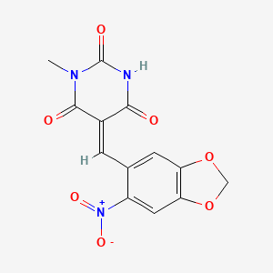 molecular formula C13H9N3O7 B4543195 1-methyl-5-[(6-nitro-1,3-benzodioxol-5-yl)methylene]-2,4,6(1H,3H,5H)-pyrimidinetrione 