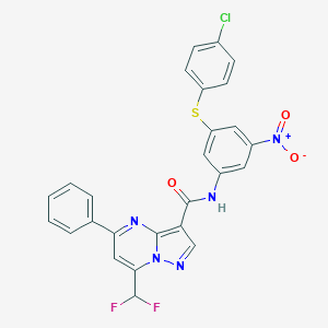 N-{3-[(4-chlorophenyl)sulfanyl]-5-nitrophenyl}-7-(difluoromethyl)-5-phenylpyrazolo[1,5-a]pyrimidine-3-carboxamide