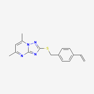 molecular formula C16H16N4S B4543243 5,7-dimethyl-2-[(4-vinylbenzyl)thio][1,2,4]triazolo[1,5-a]pyrimidine 