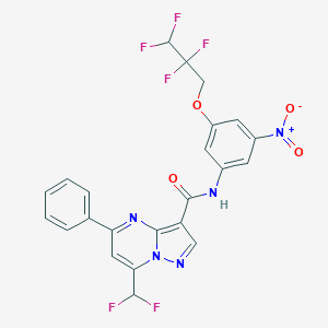 molecular formula C23H15F6N5O4 B454326 7-(difluoromethyl)-N-[3-nitro-5-(2,2,3,3-tetrafluoropropoxy)phenyl]-5-phenylpyrazolo[1,5-a]pyrimidine-3-carboxamide 