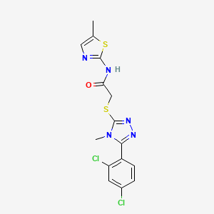 molecular formula C15H13Cl2N5OS2 B4543277 2-{[5-(2,4-dichlorophenyl)-4-methyl-4H-1,2,4-triazol-3-yl]thio}-N-(5-methyl-1,3-thiazol-2-yl)acetamide 