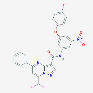 molecular formula C26H16F3N5O4 B454329 7-(difluoromethyl)-N-[3-(4-fluorophenoxy)-5-nitrophenyl]-5-phenylpyrazolo[1,5-a]pyrimidine-3-carboxamide 