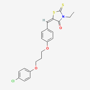 molecular formula C21H20ClNO3S2 B4543317 5-{4-[3-(4-chlorophenoxy)propoxy]benzylidene}-3-ethyl-2-thioxo-1,3-thiazolidin-4-one 