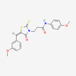 molecular formula C21H20N2O4S2 B4543324 3-[5-(3-methoxybenzylidene)-4-oxo-2-thioxo-1,3-thiazolidin-3-yl]-N-(4-methoxyphenyl)propanamide 