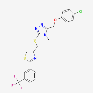 molecular formula C21H16ClF3N4OS2 B4543331 3-[(4-chlorophenoxy)methyl]-4-methyl-5-[({2-[3-(trifluoromethyl)phenyl]-1,3-thiazol-4-yl}methyl)thio]-4H-1,2,4-triazole 